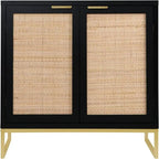 Rattan Sideboard Buffet Kitchen Storage Cabinet - 13.8D x 31.5W x 29.4H