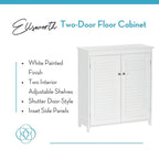 RiverRidge Ellsworth Bathroom and Laundry Storage Floor Cabinet with Doors and Adjustable Shelves - White