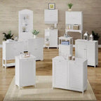 RiverRidge Ashland Single Door Narrow Bathroom and Laundry Storage Cabinet with Drawer and Adjustable Shelves - White