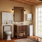 RiverRidge Ashland Single Door Narrow Bathroom and Laundry Storage Cabinet with Drawer and Adjustable Shelves - White