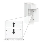 RiverRidge Ashland Single Door Narrow Bathroom and Laundry Storage Cabinet with Drawer and Adjustable Shelves - White