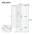 Tall Bathroom Storage Cabinet with 2 Doors, 1 Drawer & Adjustable Shelf