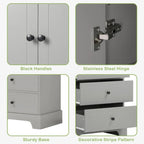Bathroom Storage Cabinet with 2 Doors and 4 Drawers,Adjustable Shelf