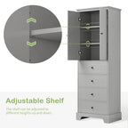 Bathroom Storage Cabinet with 2 Doors and 4 Drawers,Adjustable Shelf