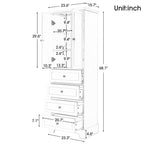 Bathroom Storage Cabinet with 2 Doors and 4 Drawers,Adjustable Shelf