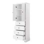 Bathroom Storage Cabinet with 2 Doors and 4 Drawers,Adjustable Shelf