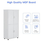Tall and Wide Bathroom Floor Storage Cabinet, Bathroom Storage Unit, Freestanding Cabinet with 4 Doors, Adjustable Shelves