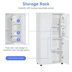 Tall and Wide Bathroom Floor Storage Cabinet, Bathroom Storage Unit, Freestanding Cabinet with 4 Doors, Adjustable Shelves