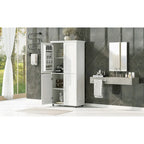 Tall and Wide Bathroom Floor Storage Cabinet, Bathroom Storage Unit, Freestanding Cabinet with 4 Doors, Adjustable Shelves