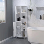 Modern White 9-Shelf Linen Cabinet for Bathroom