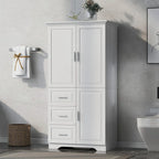 Tall and Wide Storage Cabinet with Doors and Three Drawers