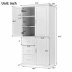 Tall and Wide Storage Cabinet with Doors and Three Drawers