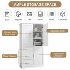 Tall and Wide Storage Cabinet with Doors and Three Drawers