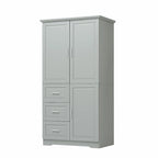 Tall and Wide Storage Cabinet with Doors and Three Drawers