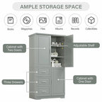 Tall and Wide Storage Cabinet with Doors and Three Drawers