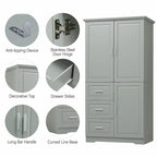 Tall and Wide Storage Cabinet with Doors and Three Drawers