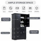 Tall and Wide Storage Cabinet with Doors and Three Drawers
