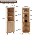 68 Modern Tall Corner Cabinet, Storage Cabinet with Faux Marble Top