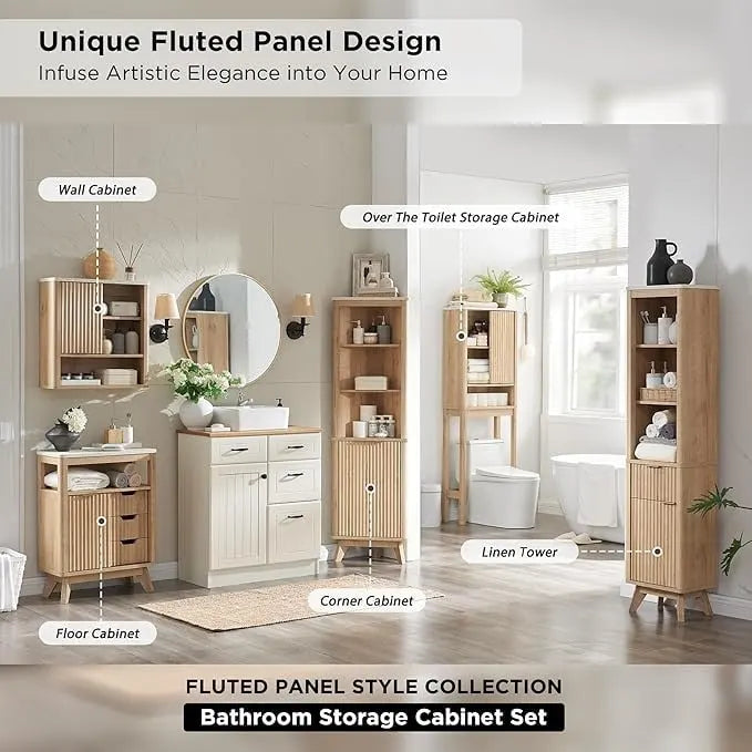68 Modern Tall Corner Cabinet, Storage Cabinet with Faux Marble Top