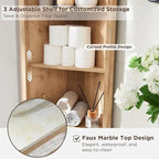 68 Modern Tall Corner Cabinet, Storage Cabinet with Faux Marble Top