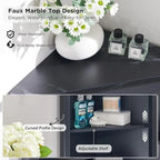 68 Modern Tall Corner Cabinet, Storage Cabinet with Faux Marble Top