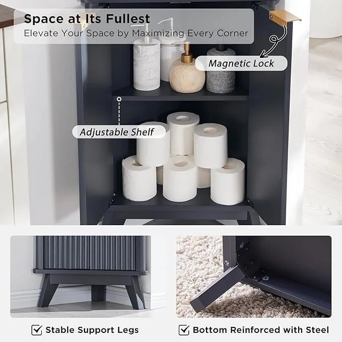 68 Modern Tall Corner Cabinet, Storage Cabinet with Faux Marble Top