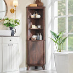 68 Modern Tall Corner Cabinet, Storage Cabinet with Faux Marble Top