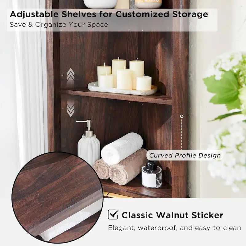 68 Modern Tall Corner Cabinet, Storage Cabinet with Faux Marble Top