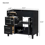 36 Wood Bathroom Vanity with Drawers and Adjustable Shelf (No Sink)