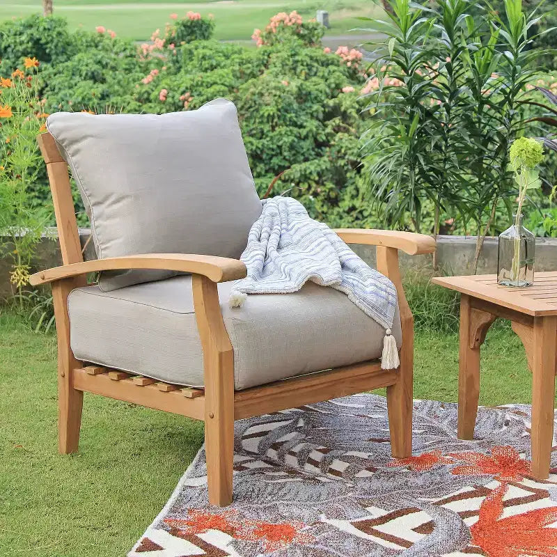 Sonoma Lane Amherst 3pc Teak Outdoor Chat Set with Zippered Cushions