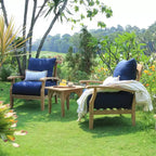 Sonoma Lane Amherst 3pc Teak Outdoor Chat Set with Zippered Cushions