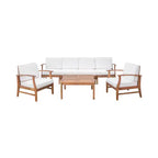 Ensemble Perla de 7 pièces de canapé et fauteuil de club en bois d'acacia - Christopher Knight Home : Assise extérieure avec