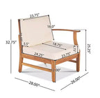 Ensemble Perla de 7 pièces de canapé et fauteuil de club en bois d'acacia - Christopher Knight Home : Assise extérieure avec