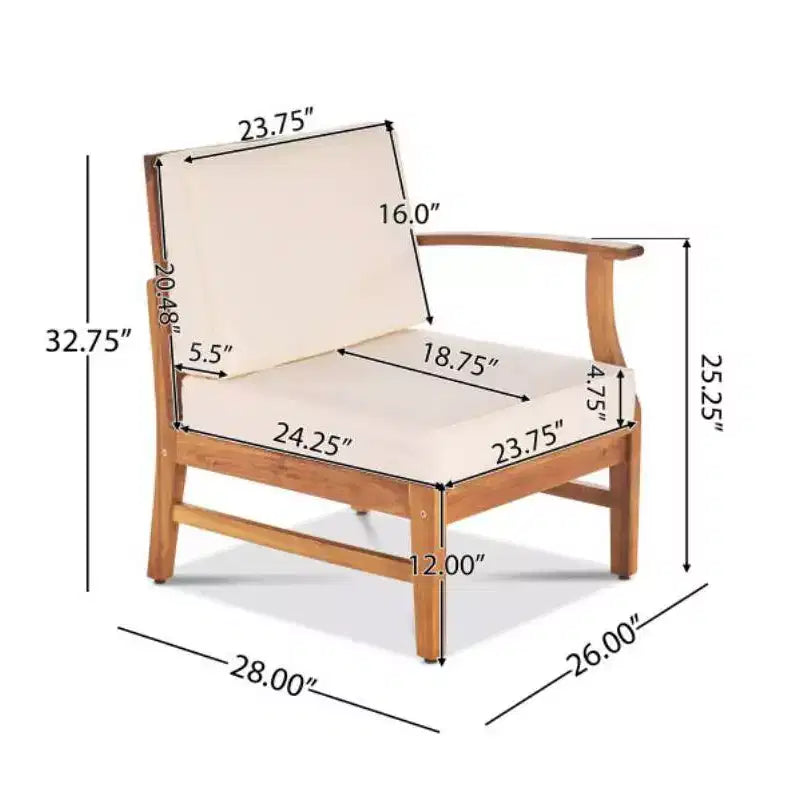 Ensemble Perla de 7 pièces de canapé et fauteuil de club en bois d'acacia - Christopher Knight Home : Assise extérieure avec