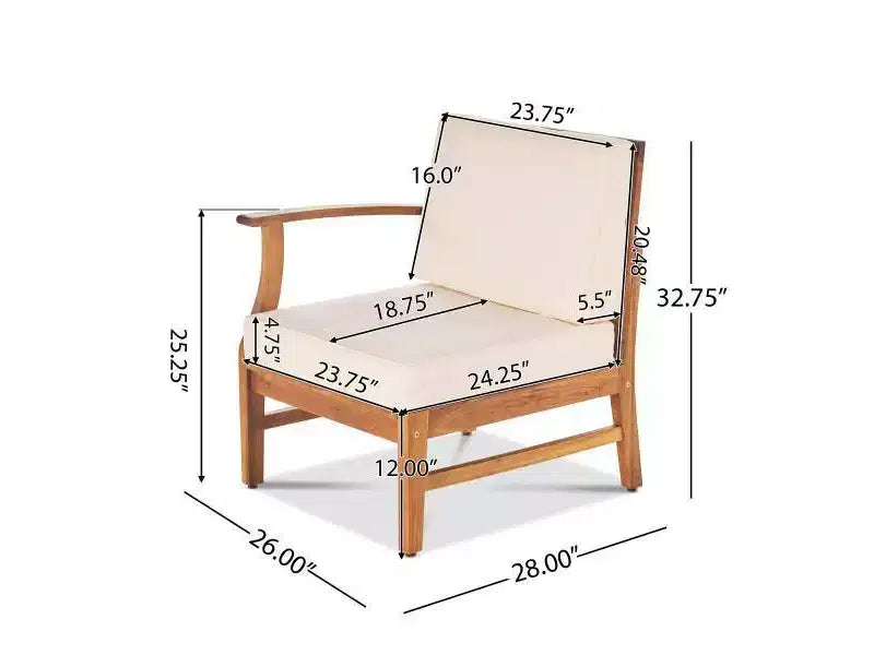 Ensemble Perla de 7 pièces de canapé et fauteuil de club en bois d'acacia - Christopher Knight Home : Assise extérieure avec