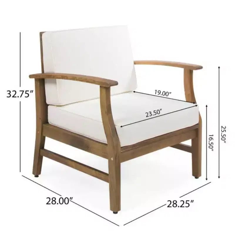 Ensemble Perla de 7 pièces de canapé et fauteuil de club en bois d'acacia - Christopher Knight Home : Assise extérieure avec