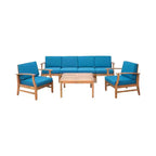 Ensemble Perla de 7 pièces de canapé et fauteuil de club en bois d'acacia - Christopher Knight Home : Assise extérieure avec