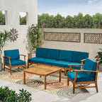 Ensemble Perla de 7 pièces de canapé et fauteuil de club en bois d'acacia - Christopher Knight Home : Assise extérieure avec