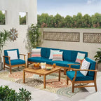 Perla 7pc Acacia Wood Sofa & Club Chair Set - Christopher Knight Home: Outdoor Seating with