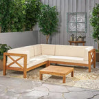 Christopher Knight Home Brava 4pc Wood Patio Chat Set with Cushions