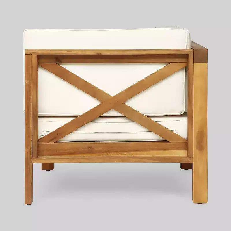 Christopher Knight Home Brava 4pc Wood Patio Chat Set with Cushions
