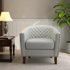 Ethan Accent Chair Barrel PU Leather with Nailhead Trim