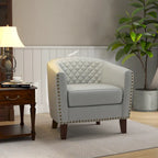 Ethan Accent Chair Barrel PU Leather with Nailhead Trim