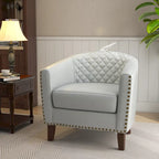 Ethan Accent Chair Barrel PU Leather with Nailhead Trim