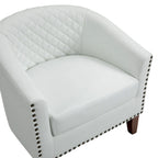 Ethan Accent Chair Barrel PU Leather with Nailhead Trim