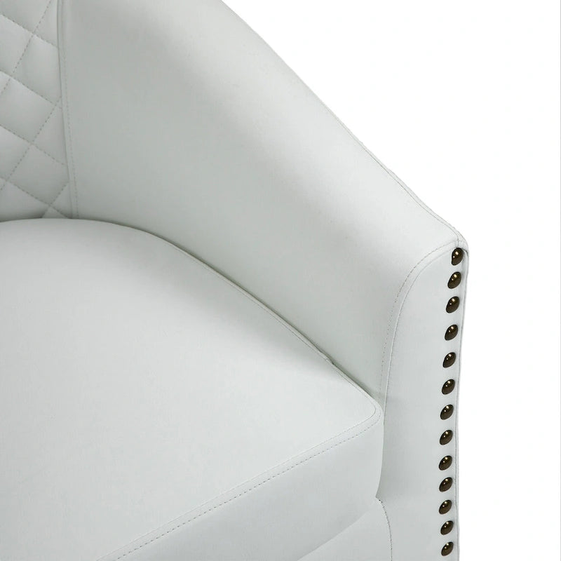 Ethan Accent Chair Barrel PU Leather with Nailhead Trim