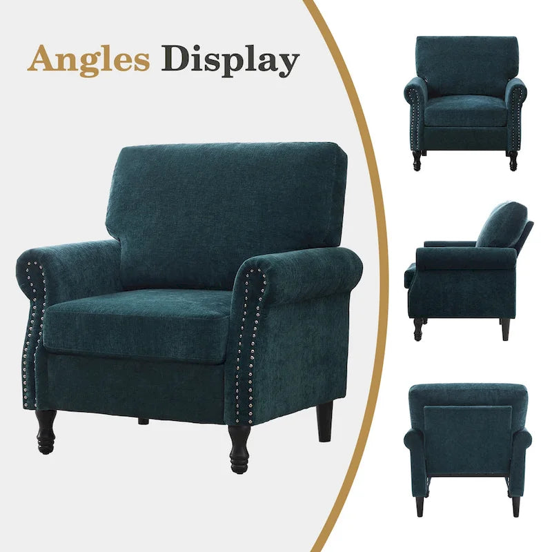 Modern Upholstered Armchair Nailhead Trim Accent Chair (Set of 2)
