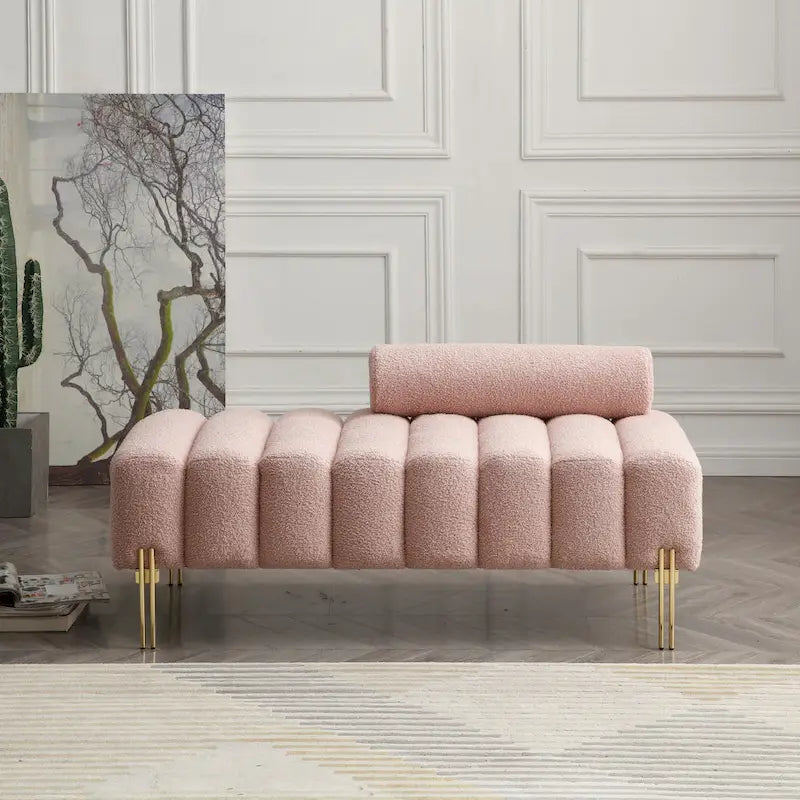 Modern End of Bed Bench Sherpa Fabric