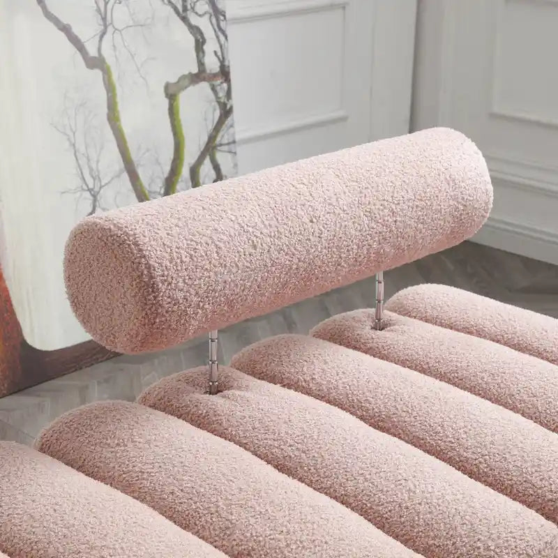 Modern End of Bed Bench Sherpa Fabric
