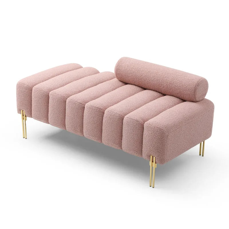 Modern End of Bed Bench Sherpa Fabric